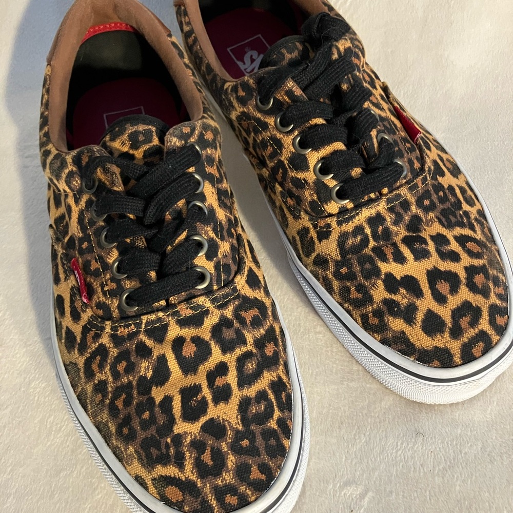 Vans Leopard Print Sneakers with Black Laces.